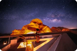 Stargazing beneath a clear night sky in The Red Sea Saudi Arabia