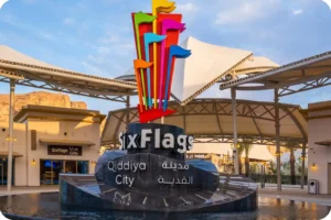 Thrill ride at Six Flags Qiddiya City theme park