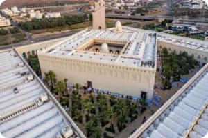 Aerial view of Masjid al-Haram in a practical guide for Umrah