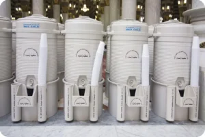 Zamzam water dispensers available to Umrah pilgrims inside Masjid al-Haram
