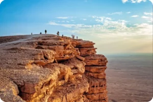 Panoramic view of the Edge of the World Riyadh cliffs and desert plains